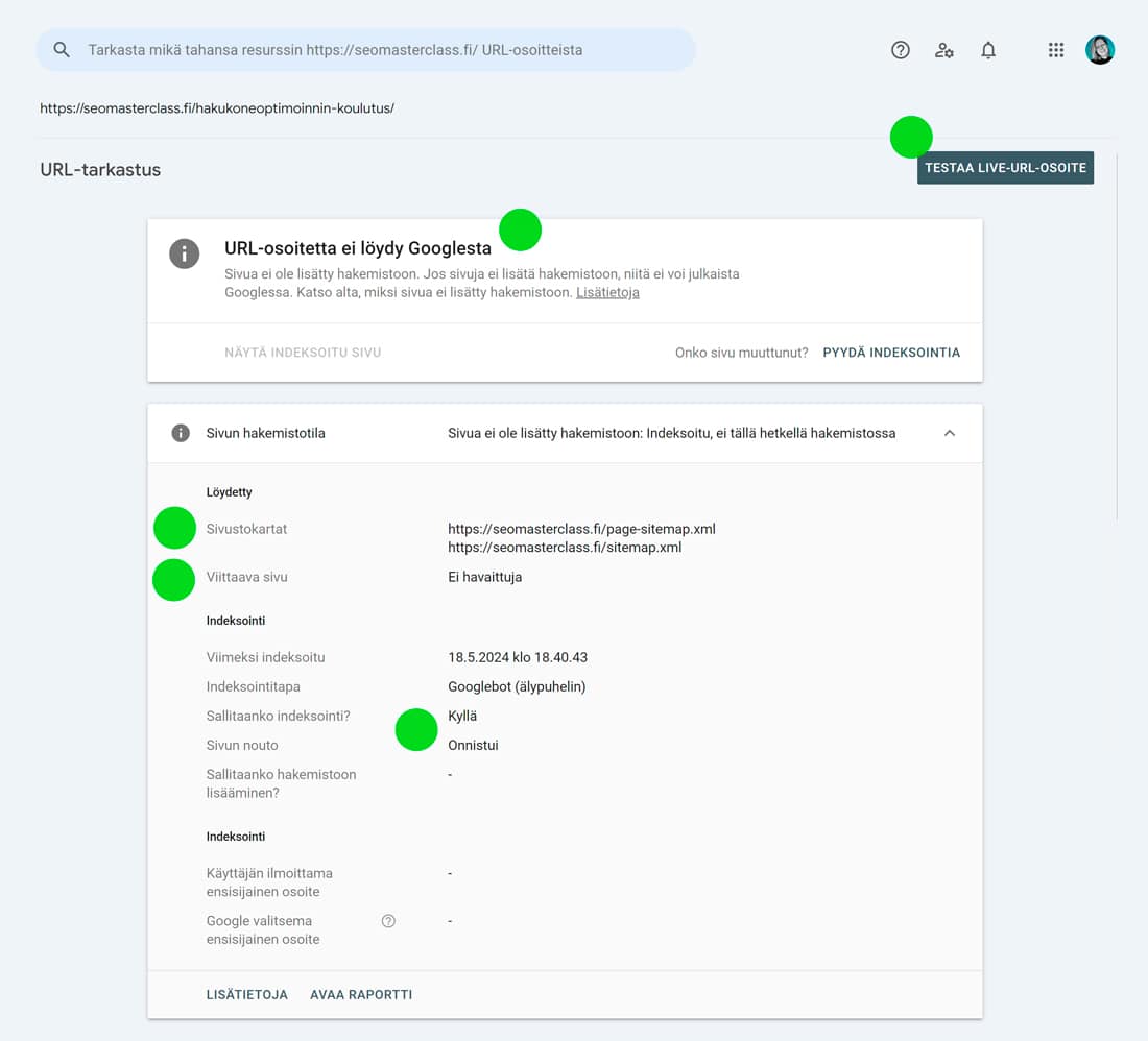 Korjaa indeksointivirhe näin.