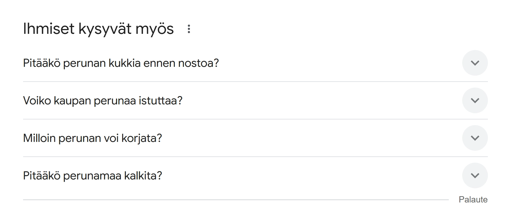 PAA eli People Also Ask SERP vastaa kysymykseen.