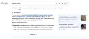 Esimerkki siitä, miten AI Overviews näkyy hakutuloksissa.